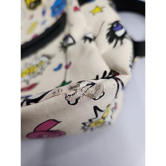 Betsey Johnson POW MEOW Backpack FAUX LEATHER 1980's Retro Comic Retired FLAW - Picture 8 of 15
